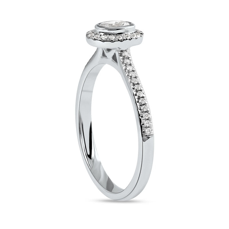 0.33 CT. T.W. Oval Natural Diamond Frame Engagement Ring in Solid 10K White Gold (I/I1)