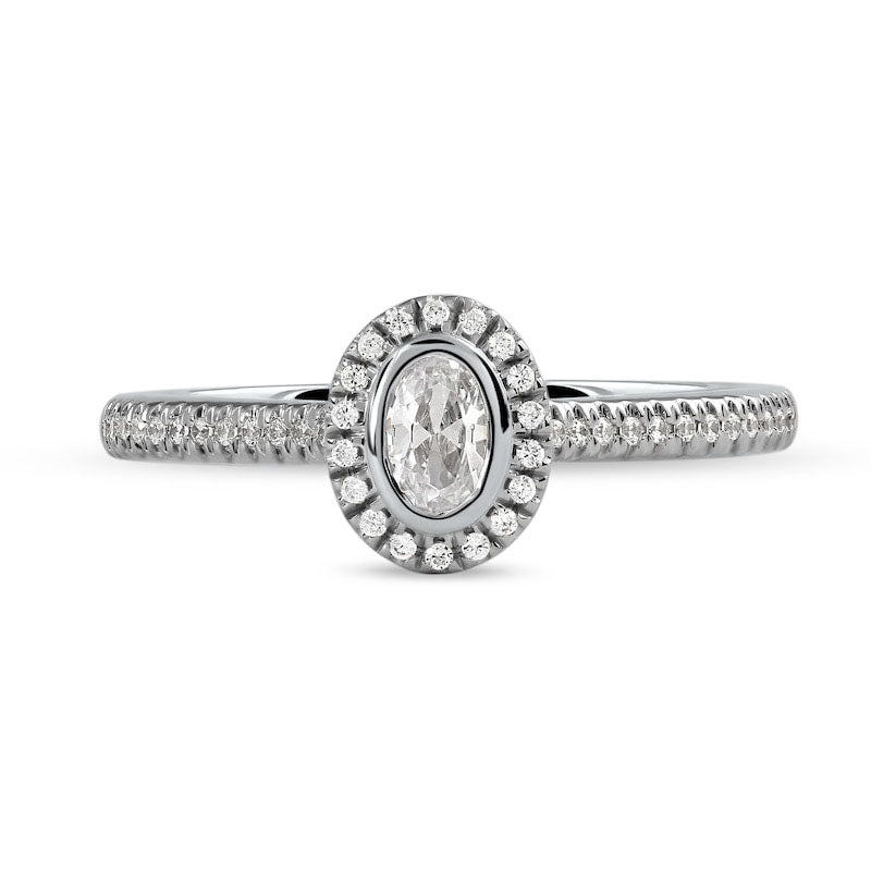 0.33 CT. T.W. Oval Natural Diamond Frame Engagement Ring in Solid 10K White Gold (I/I1)