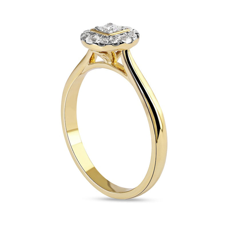 0.33 CT. T.W. Princess-Cut Natural Diamond Round Frame Engagement Ring in Solid 10K Yellow Gold (I/I3)