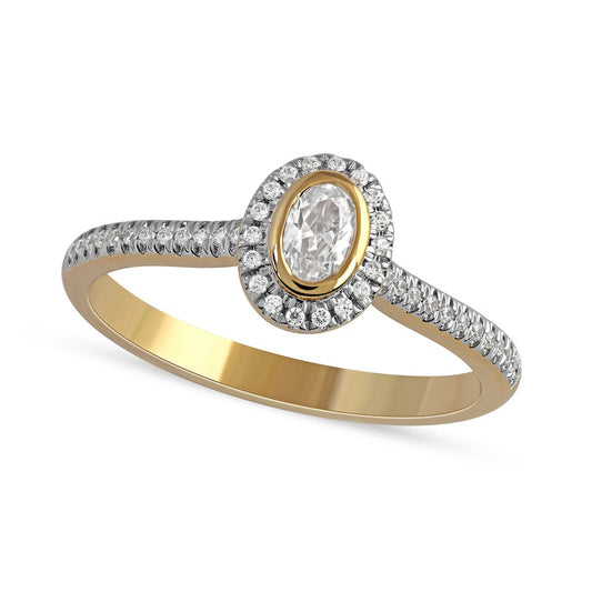 0.33 CT. T.W. Oval Natural Diamond Frame Engagement Ring in Solid 10K Yellow Gold (I/I1)