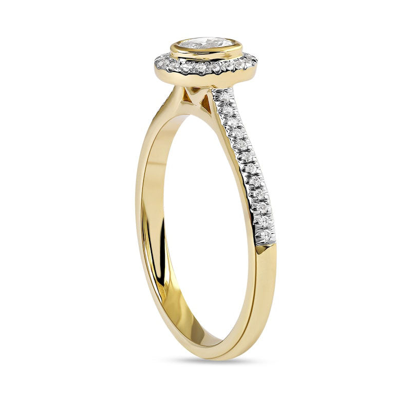 0.33 CT. T.W. Oval Natural Diamond Frame Engagement Ring in Solid 10K Yellow Gold (I/I1)