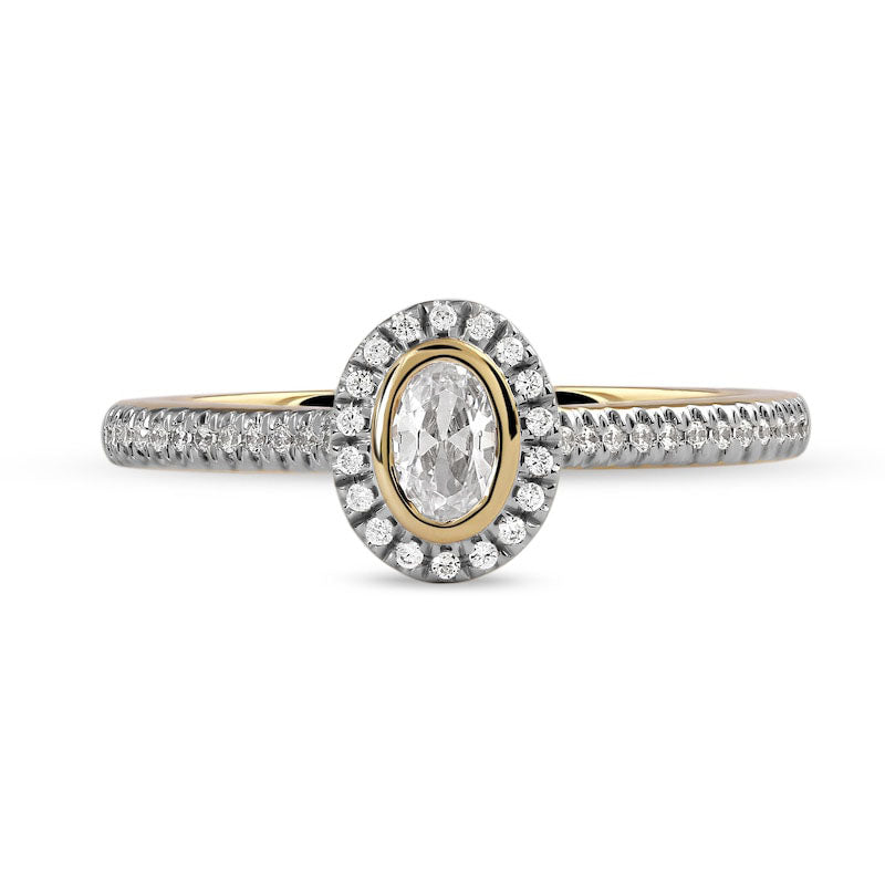 0.33 CT. T.W. Oval Natural Diamond Frame Engagement Ring in Solid 10K Yellow Gold (I/I1)