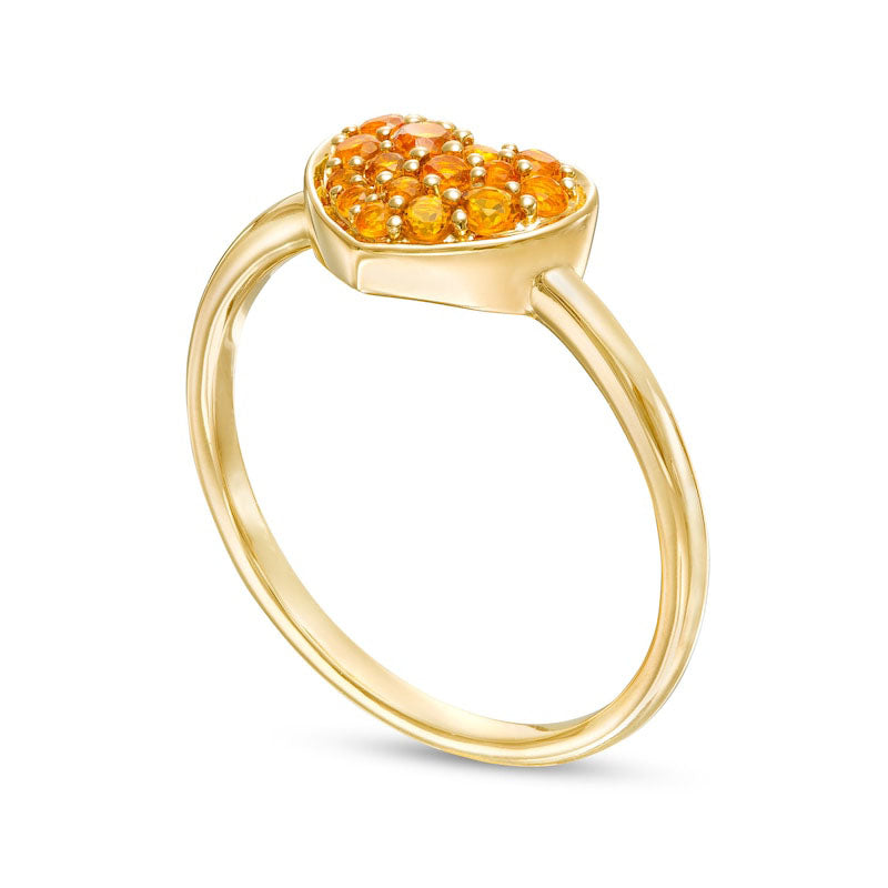 Citrine Cluster Heart Ring in Solid 10K Yellow Gold