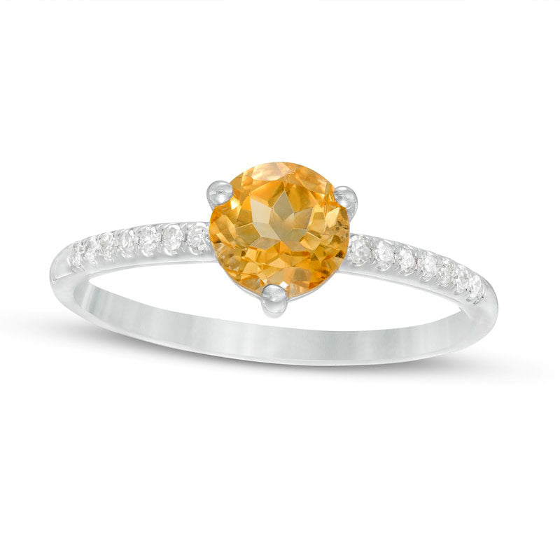 6.0mm Citrine and 0.10 CT. T.W. Natural Diamond Ring in Solid 10K White Gold