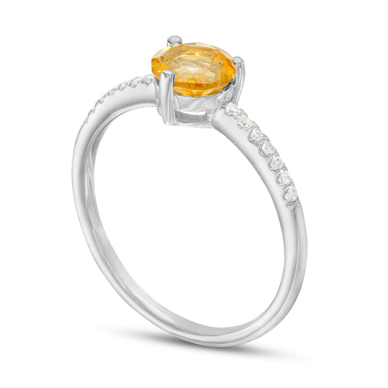 6.0mm Citrine and 0.10 CT. T.W. Natural Diamond Ring in Solid 10K White Gold