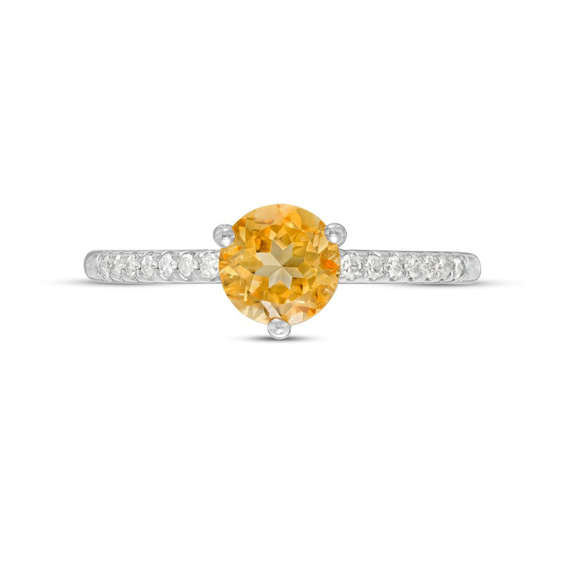 6.0mm Citrine and 0.10 CT. T.W. Natural Diamond Ring in Solid 10K White Gold