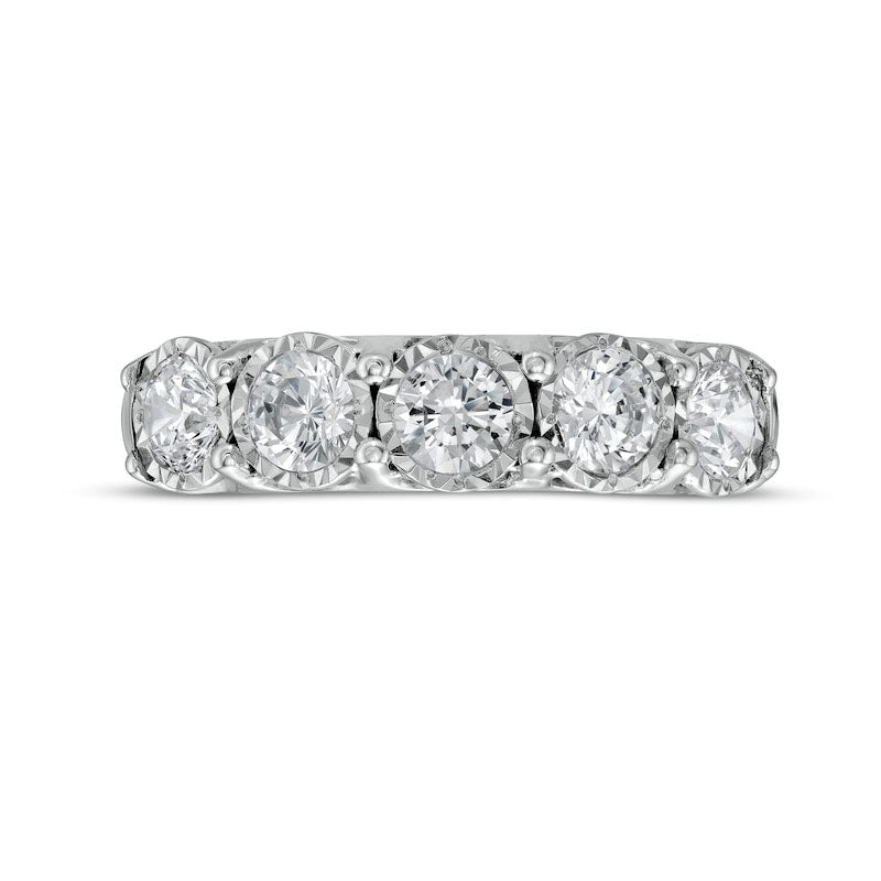 1.0 CT. T.W. Natural Diamond Five Stone Anniversary Band in Solid 10K White Gold