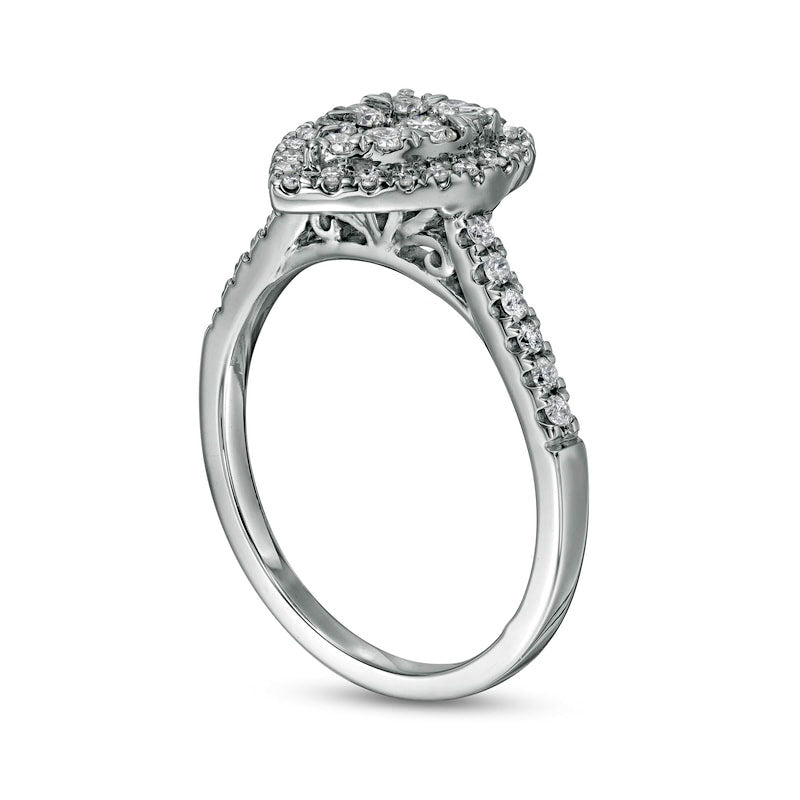 0.50 CT. T.W. Composite Pear-Shaped Natural Diamond Frame Engagement Ring in Solid 10K White Gold