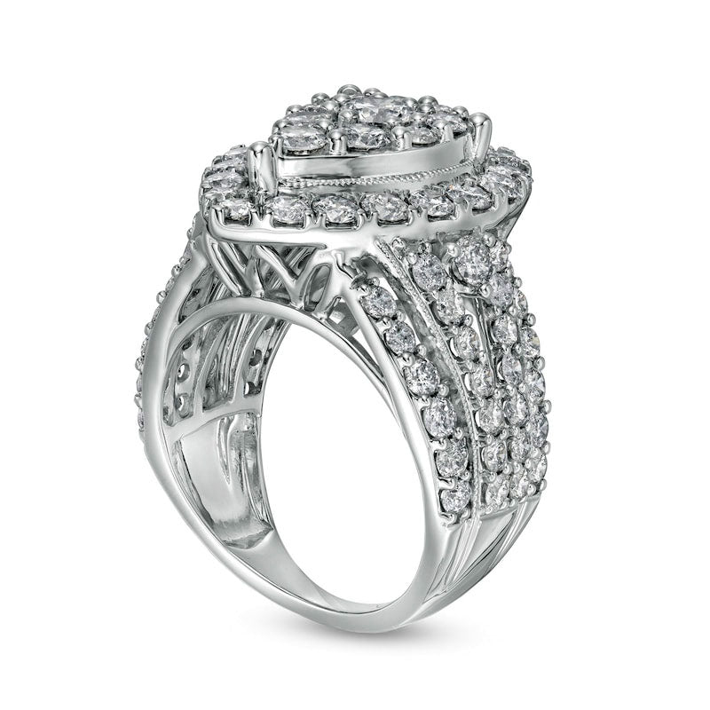 2 Ct. T.W. Composite Pear-Shaped Diamond Double Frame Vintage-Style Engagement Ring in 10K White Gold