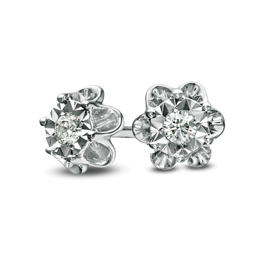 0.07 CT. T.W. Diamond Flower Stud Earrings in Sterling Silver