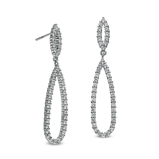 White Lab-Created Sapphire Open Marquise and Elongated Teardrop Earrings in Sterling Silver