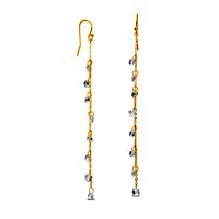 4.0mm Faceted White Lab-Created Sapphire Dangle Station Linear Chain Drop Earrings in 18K Gold Over Silver