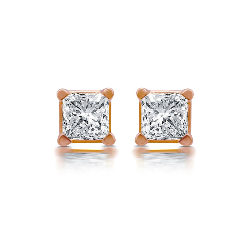 0.2 CT. T.W. Princess-Cut Diamond Solitaire Stud Earrings in 14K Rose Gold (J/I3)