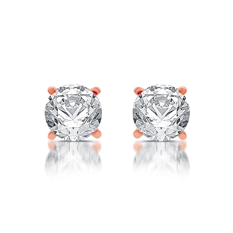 1 CT. T.W. Diamond Solitaire Stud Earrings in 14K Rose Gold (J/I3)