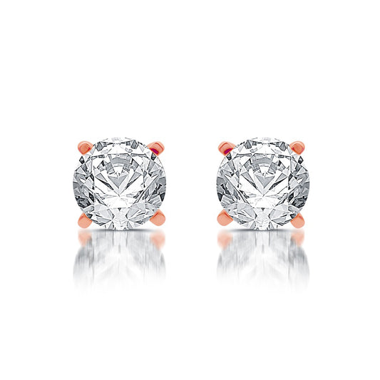 1 CT. T.W. Diamond Solitaire Stud Earrings in 14K Rose Gold (J/I3)