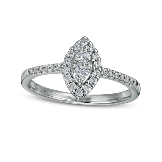 0.33 CT. T.W. Composite Marquise-Shaped Natural Diamond Frame Engagement Ring in Solid 14K White Gold