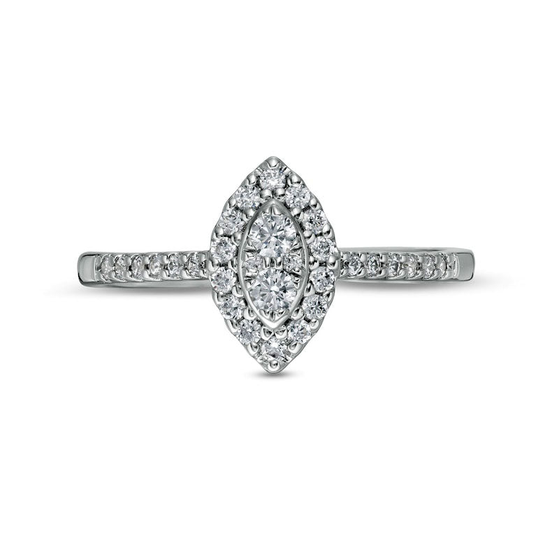 0.33 CT. T.W. Composite Marquise-Shaped Natural Diamond Frame Engagement Ring in Solid 14K White Gold