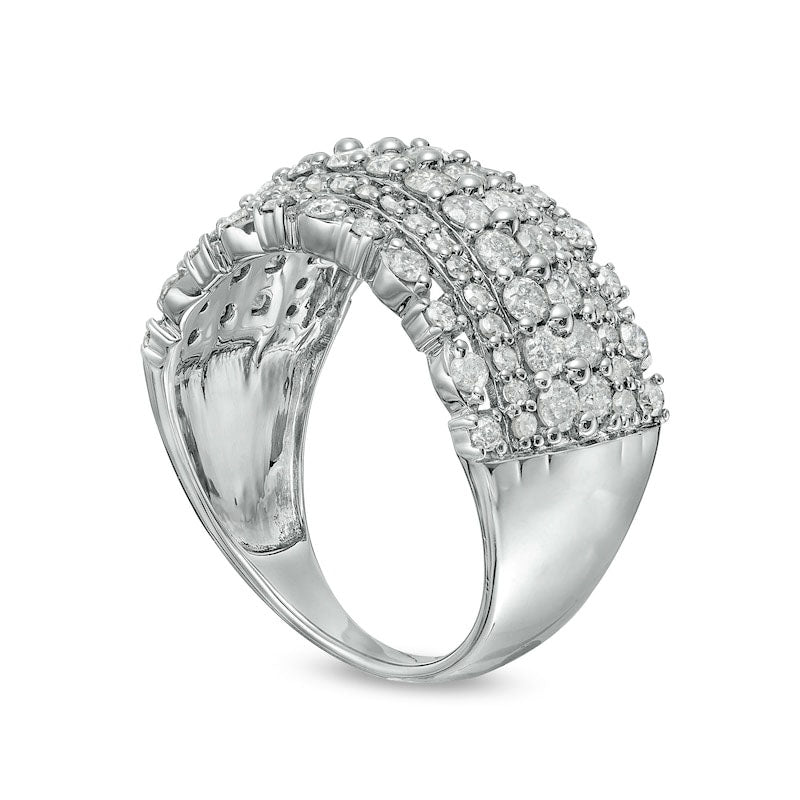 1.5 CT. T.W. Natural Diamond Multi-Row Anniversary Band in Solid 10K White Gold