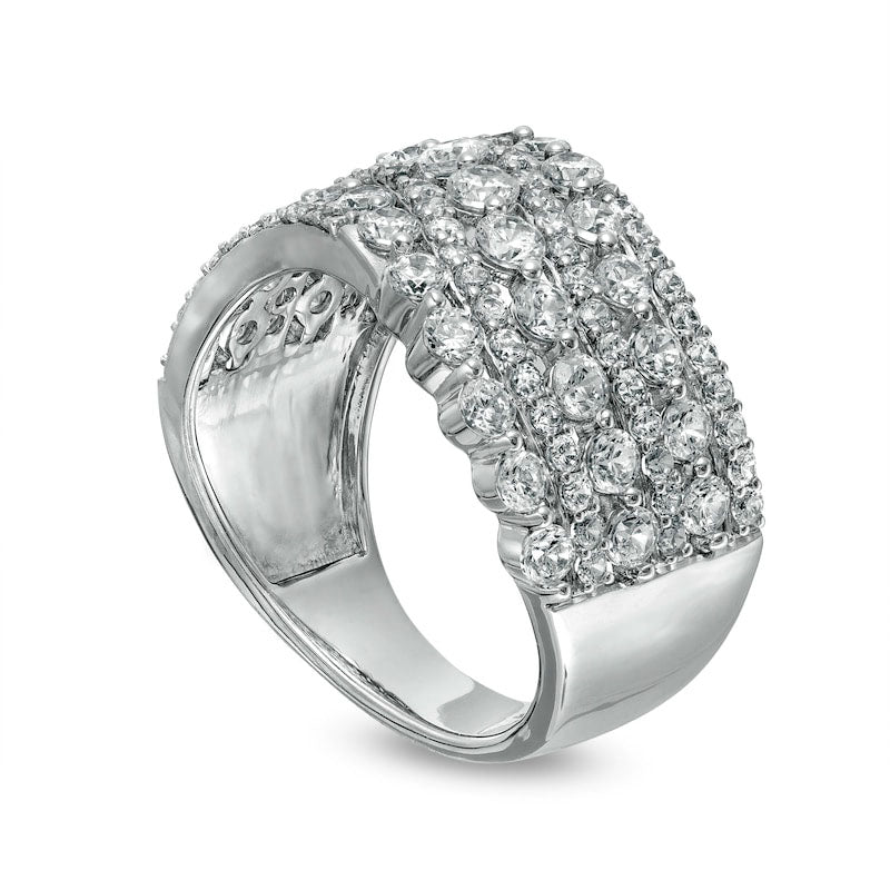 2.0 CT. T.W. Natural Diamond Multi-Row Wave Anniversary Band in Solid 10K White Gold