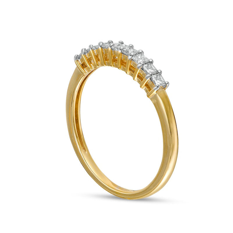 0.33 CT. T.W. Princess-Cut Natural Diamond Nine Stone Anniversary Band in Solid 10K Yellow Gold