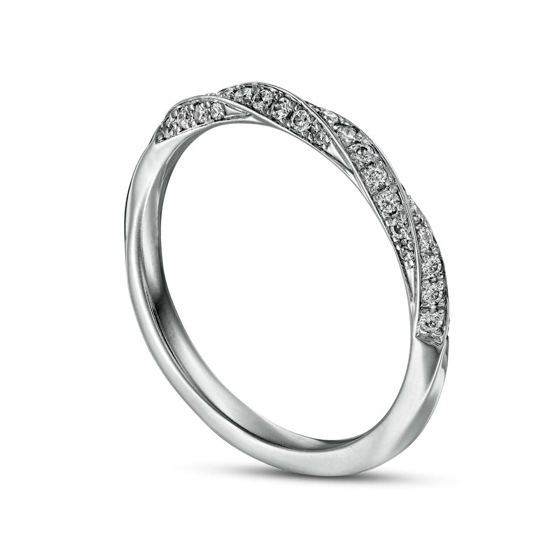 0.25 CT. T.W. Natural Diamond Twist Anniversary Band in Solid 14K White Gold