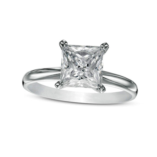 2.0 CT. Certified Princess-Cut Lab-Created Diamond Solitaire Engagement Ring in Solid 14K White Gold (F/VS2)