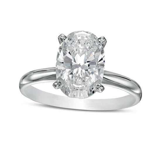 3.0 CT. Certified Oval Lab-Created Diamond Solitaire Engagement Ring in Solid 14K White Gold (F/VS2)