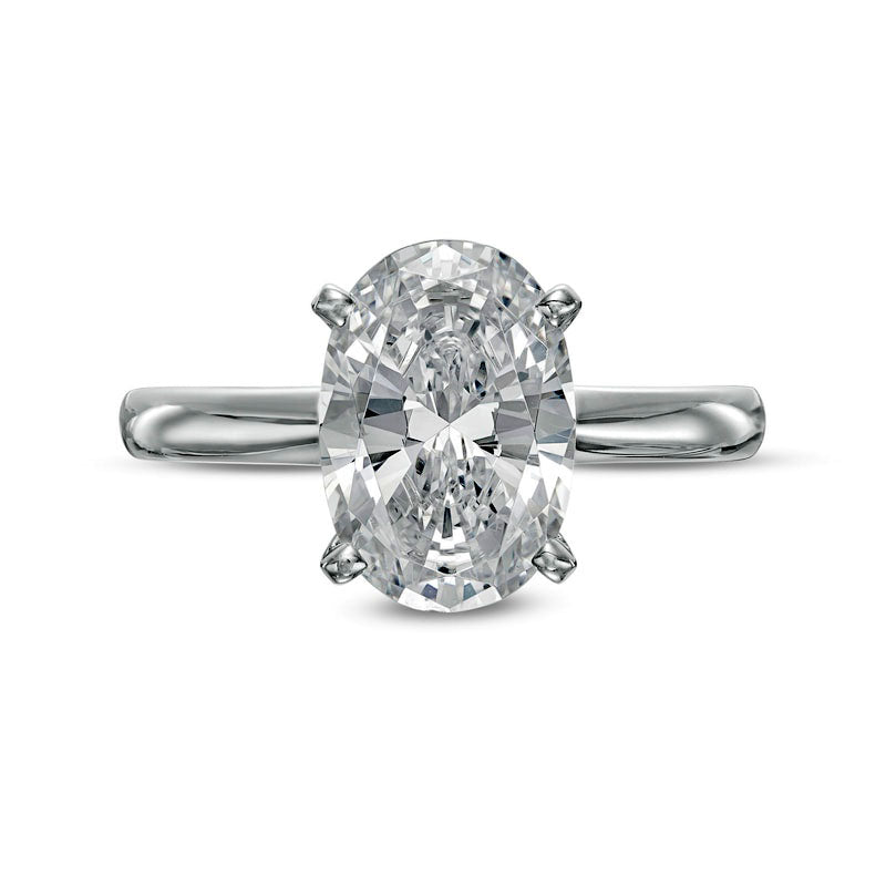 3.0 CT. Certified Oval Lab-Created Diamond Solitaire Engagement Ring in Solid 14K White Gold (F/VS2)