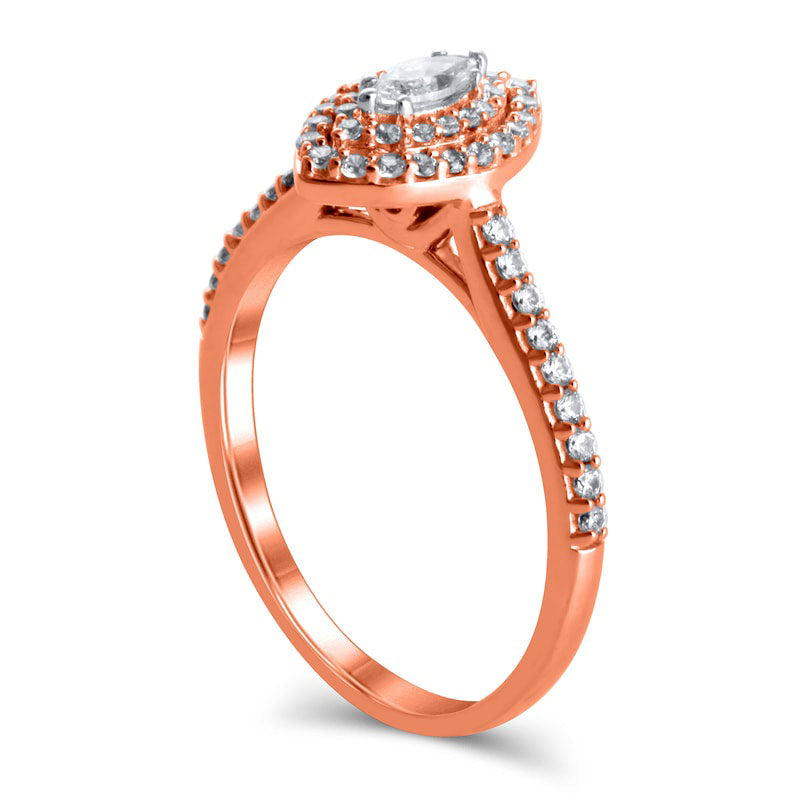 0.50 CT. T.W. Marquise Natural Diamond Double Frame Engagement Ring in Solid 10K Rose Gold