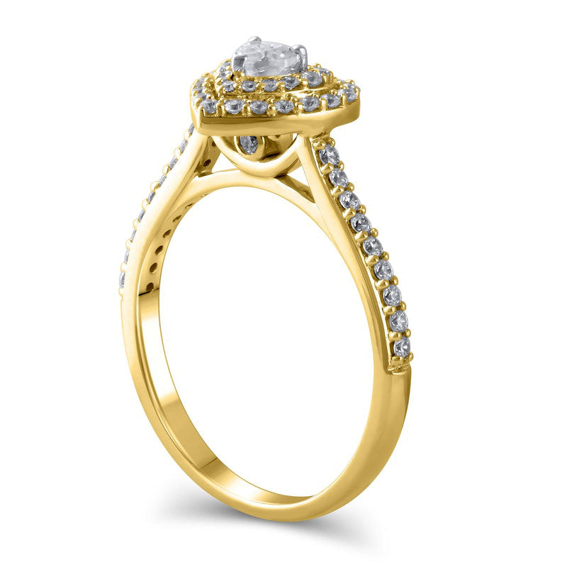 0.50 CT. T.W. Heart-Shaped Natural Diamond Double Frame Engagement Ring in Solid 10K Yellow Gold