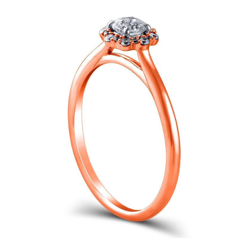 0.38 CT. T.W. Natural Diamond Flower Frame Engagement Ring in Solid 10K Rose Gold