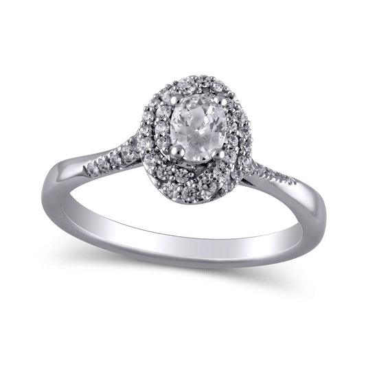 0.50 CT. T.W. Oval Natural Diamond Swirl Frame Engagement Ring in Solid 10K White Gold