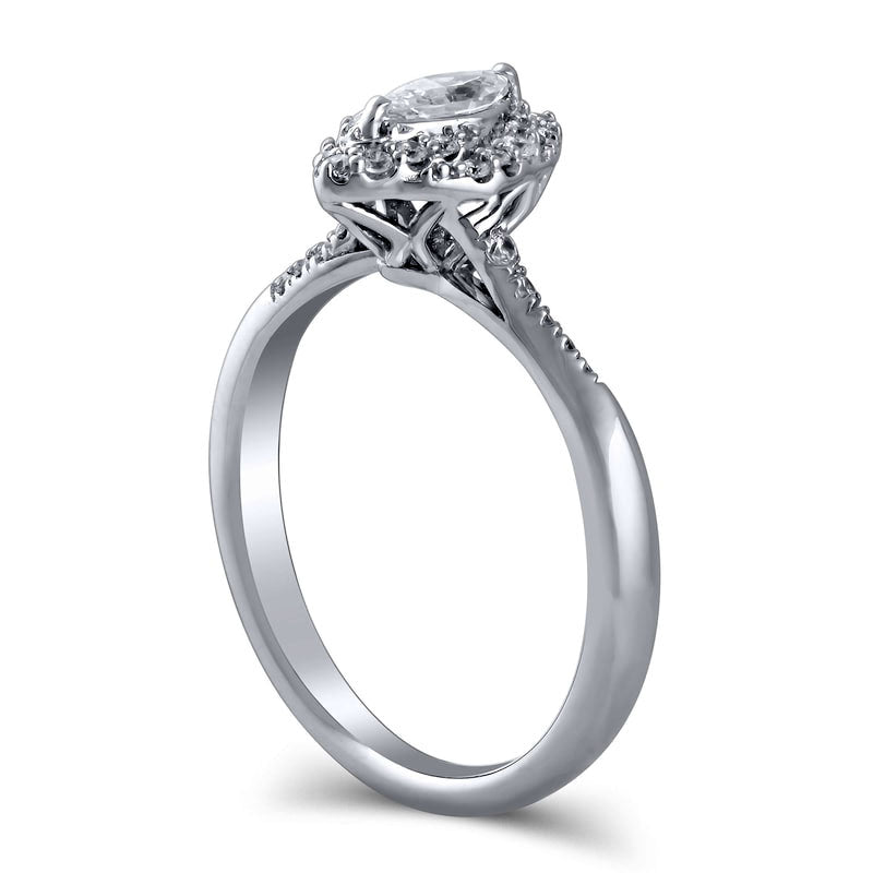 0.50 CT. T.W. Marquise Natural Diamond Swirl Frame Engagement Ring in Solid 10K White Gold