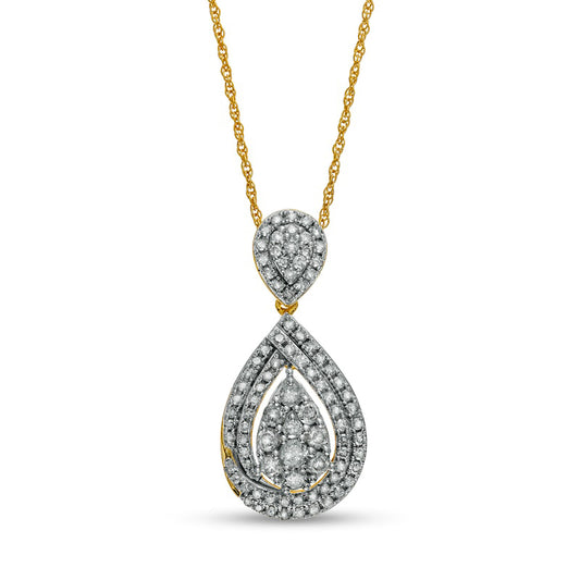 1 CT. T.W. Composite Natural Diamond Teardrop Pendant in 10K Yellow Gold