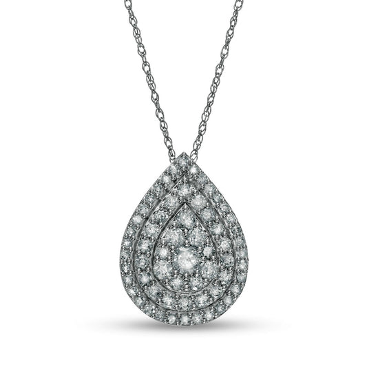 0.75 CT. T.W. Composite Natural Diamond Teardrop Pendant in 10K White Gold