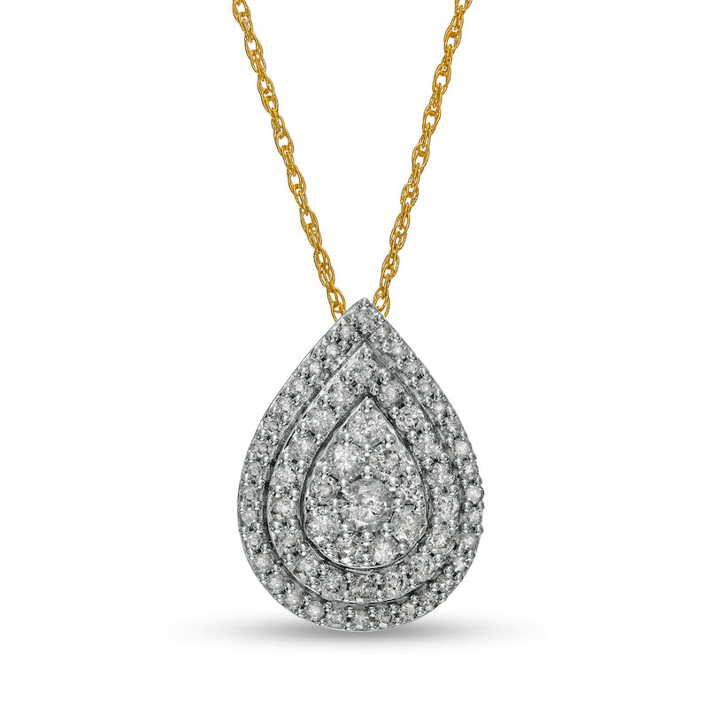 0.75 CT. T.W. Composite Natural Diamond Teardrop Pendant in 10K Yellow Gold