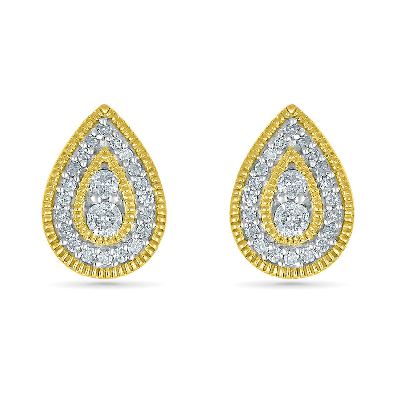 0.25 CT. T.W. Diamond Pear-Shaped Frame Vintage-Style Stud Earrings in 10K Gold