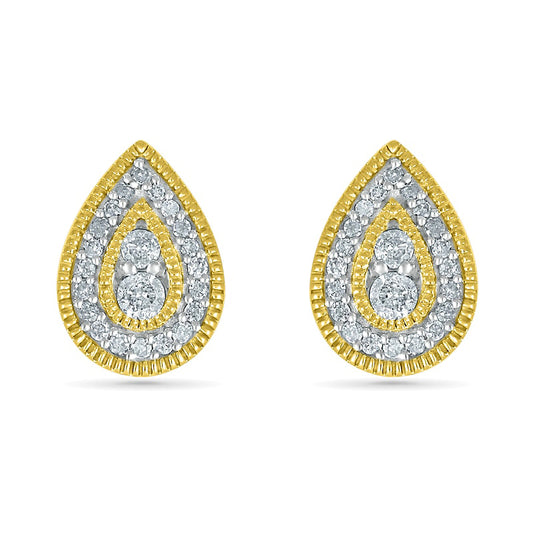 0.25 CT. T.W. Diamond Pear-Shaped Frame Vintage-Style Stud Earrings in 10K Gold