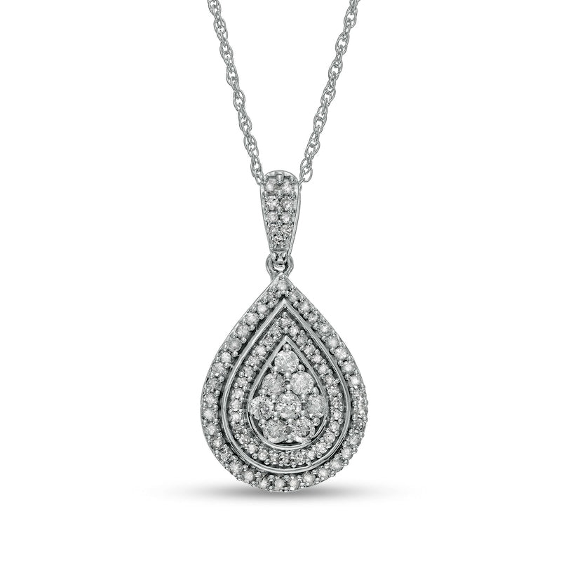 0.5 CT. T.W. Composite Natural Diamond Teardrop Pendant in 10K White Gold