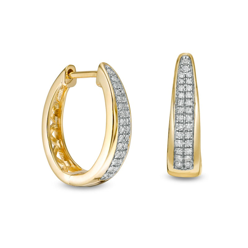 0.25 CT. T.W. Diamond Double Row Hoop Earrings in 10K Gold