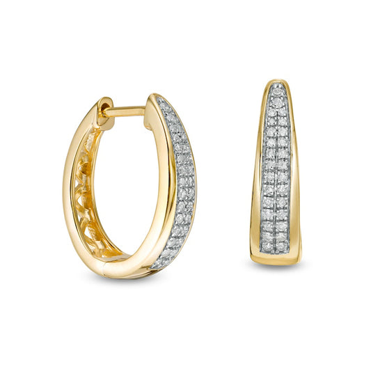 0.25 CT. T.W. Diamond Double Row Hoop Earrings in 10K Gold