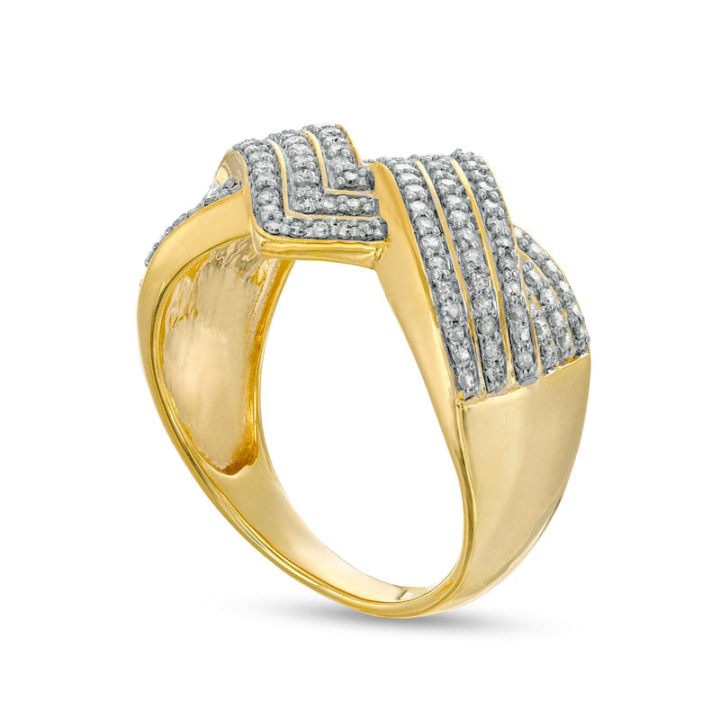 0.50 CT. T.W. Natural Diamond Zig-Zag Crossover Ring in Solid 10K Yellow Gold