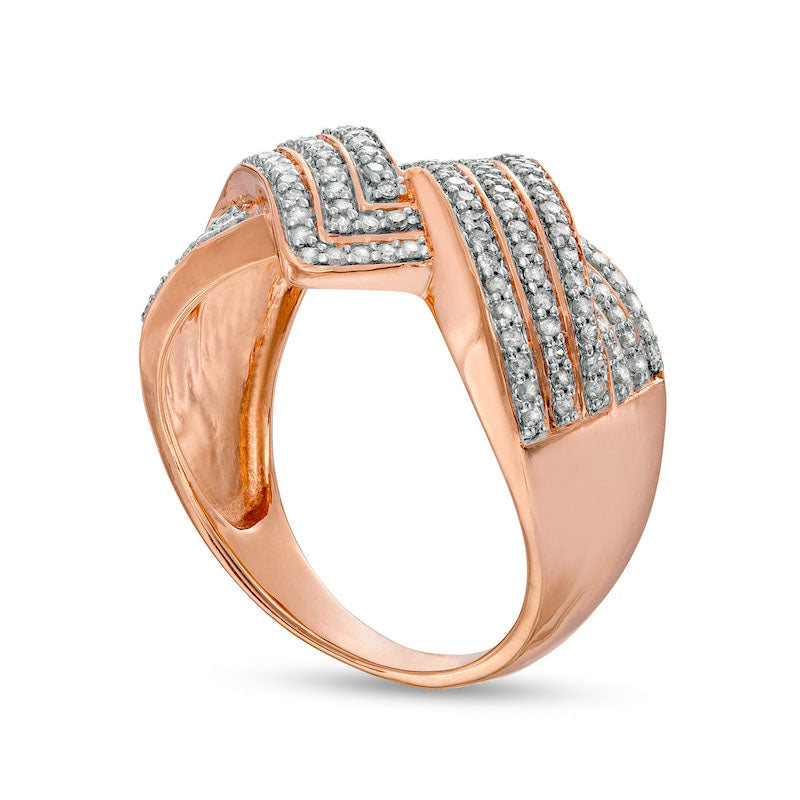 0.50 CT. T.W. Natural Diamond Zig-Zag Crossover Ring in Solid 10K Rose Gold