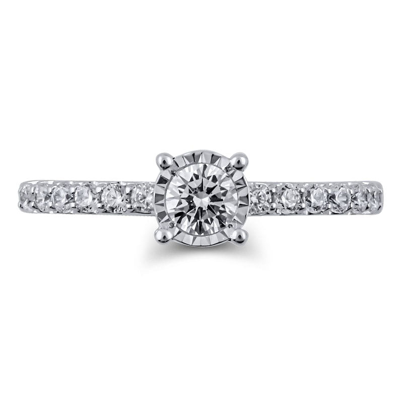 0.50 CT. T.W. Natural Diamond Engagement Ring in Solid 10K White Gold