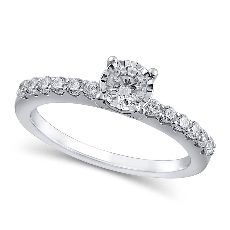 0.63 CT. T.W. Natural Diamond Engagement Ring in Solid 10K White Gold