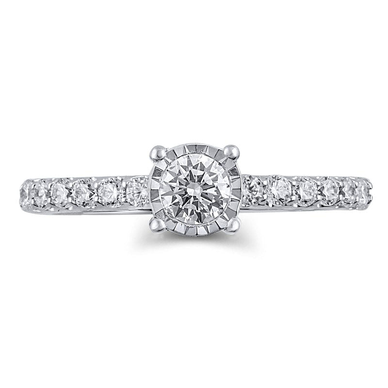 0.63 CT. T.W. Natural Diamond Engagement Ring in Solid 10K White Gold