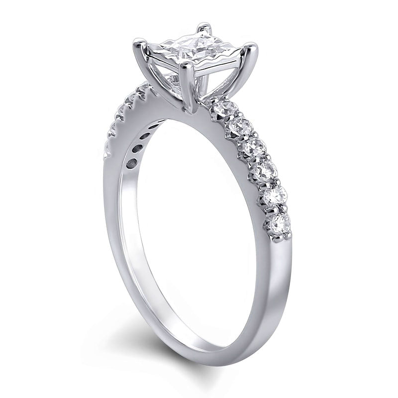 0.63 CT. T.W. Princess-Cut Natural Diamond Engagement Ring in Solid 10K White Gold