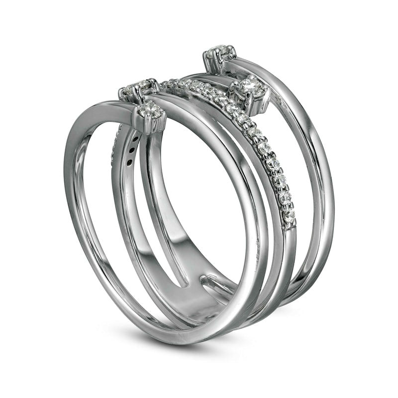 0.33 CT. T.W. Natural Diamond Multi-Row Bypass Ring in Solid 10K White Gold