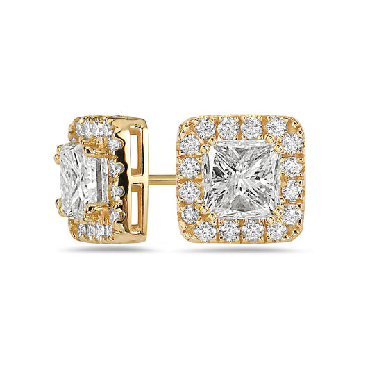 1 CT. T.W. Princess-Cut Diamond Frame Stud Earrings in 10K Gold