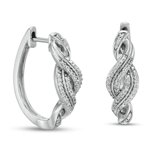 0.2 CT. T.W. Diamond Double Row Twist Hoop Earrings in Sterling Silver